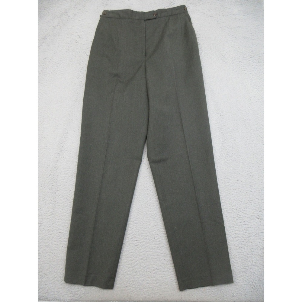 Harve Benard Wool Pleated Pants Womens 14T Green Lined Dressy Tailored Trousers